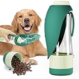 Blanlody Trinkflasche Hunde für Unterwegs, Auslaufsicher Übergröße 600ml Wasserflasche + 190ml Futterspender für Hund und Katze Unterwegs, Reisen und Geburtstag