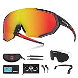 X-TIGER Radbrille Polarized Sonnenbrille Tr90 Superlight Frame mit 3 oder 5 Wechselgl?sern UV400-Schutz für Herren und Damen,zum Radfahren Skifahren Autofahren Fischen Laufen Wandern Sport (02-3)