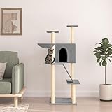 Sufrk Kratzbaum mit Sisal-Kratzsäulen Hellgrau 143 cm Cat Tree Kratzbaum Grosse Katzen Stabil Kratztonne