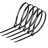 Rluobo 100 Stück Kabelbinder Wiederverschließbar, 300 mm x 4,8 mm, UV Beständig, Schwarz Set für Kabelmanagement, Gartenarbeit, im Büro, Wohnen und Werkstätten