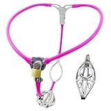 Yerbssk Keuschheitsgürtel Bondage Höschen Bündel Mit Atmungsaktiver Peniskäfig Edelstahl Keuschheit Gerät SM Keuschheitskäfig Herren Extrem Sex Spielzeug Für Männer(Pink,140cm-150cm)