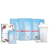 MetaFlow – Stoffwechsel-Shake Starter-Set – Monatsvorrat für cremige Diät Shakes zum Abnehmen – Veganer Abnehmshake mit 47% Eiweiß & unter 1g Zucker – inkl. Shaker, Stoffwechsel-Vitamine & Rezeptbuch