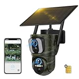 VOOPEAK Solar-Wildkamera, Doppelobjektiv, 4G LTE, Jagdkamera, HD 1080P, Live-Übertragung, Jagdkamera, Nachtsicht, aktiviert durch Bewegung, IP66, wasserdicht, mit SIM-Karte