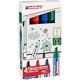 edding 383 Flipchart-Marker - 4er-Set - schwarz, rot, blau, grün - Keilspitze 1-5 mm - Stift zum Schreiben, Zeichnen und Markieren auf Flipcharts - Tinte schlägt nicht durch Papier -trocknet nicht aus