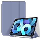 Billionn Schutzhülle für iPad 9/8/7 (10,2 Zoll, Modell 2021/2020/2019, 9./8./7. Generation), Stifthalter, Dreifach-Klappfunktion, automatische Standby-/Aufweckfunktion, Lavender