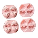LOORGVEL 4 Stück Teiliges Silikon Herzbackform Fach Madeleine Kuchenform Antihaft Bpa Frei für DIY Fondant Kekse Muffins Backzubehör Zuhause und Profi