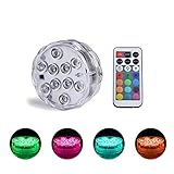 LED-Leuchten mit Fernbedienung, wasserdicht, Unterwasser-LED-Lichter, batteriebetrieben, für Aquarium, Whirlpool, Teich, Pool, Vase, Garten, Hochzeit, Party