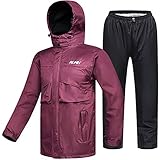 ILM Motorrad Regenkombi Damen Wasserdicht-Regenjacke Verschleißfest, 6 Taschen, 2-teiliges Set mit Jacke und Hose
