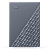 WD My Passport-Festplatte, funktioniert mit USB-C 5 TB (Mobile Festplatte, Passwortschutz, Backup-Software, USB 3.2 Gen 1, 3 Jahre Garantie) Siliziumgrau