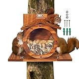 Eichhörnchen Futterhaus Holz - Eichhörnchen Futterhaus mit Belüftungslöchern | Wetterfeste und stabile Box geeignet für Nuss Maiskolben Heufutter Tier Streifenhörnchen Gartenzaun Baum Hinterhof