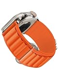 Kompatibel mit Apple Watch Ultra 2/1 Armband, Alpine Loop Ultra Textil Stretch Nylon Sport Strap Geflochtenes für 49mm 45mm 44mm 42mm iWatch Series SE/9/8/7/6/5/4/3 Herren Damen,Orange