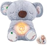 ZBATHTOY Schlummer Koala Kuscheltier Schlummer Otter Schlummer Koala mit Herzschlag, Otter Kuscheltier mit Atembewegung und Musik Anixety Koala Teddy for Baby Toddler (Grey)