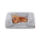 Feandrea FluffyHug Hundebett, Hundekissen Größe M, Hundematte für Miniaturhunde, kleine Hunde, Hundesofa Noppenschaumstoff, Bezug abnehmbar und waschbar, 76 x 58 x 23 cm, Ombré-Grau PGW231G01