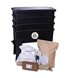 Wurmfarm Starter Set Wurm Cafe – Wurmkomposter aus recyceltem Kunststoff – 105L Wurm Café mit 3 Etagen – Inkl. 1000 Kompostwürmer & Ablasshahn für Wurmtee – Für Küche, Garten & Balkon