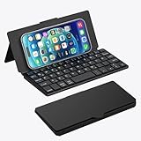 Doohoeek Tragbare Mini Tastatur für iPhone, iPad, Android Tablet, Dual-Bluetooth-Universelle Tastatur mit frei schwenkbarem Ständer für Android, Windows und iOS