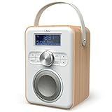 Tragbares DAB Plus, FM und DAB Radio Batteriebetrieben mit Bluetooth - Digital Akku Radio Batterie mit 10 Stunden Akkulaufzeit - Kofferradio Akkubetrieb oder Netzbetrieb, Küchenradio mit Tragegriff