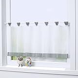 Joyswahl Bistrogardine Voile Schlaufen Scheibengardine Mia Küchen Transparenter Vorhang HxB 45x90cm Grau 1er Pack