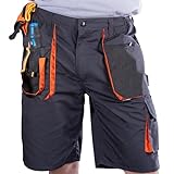 BWOLF Atlas Shorts Arbeitshosen Männer Kurz Arbeitsshorts Herren Arbeitshosen Herren Multifunktionalenn Taschen, Verstärkt mit 600D Polyester Grau/Orange XL