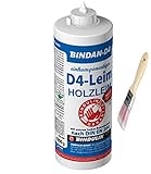 Holzleim Kunstharzleim BINDAN-D4 (1-Komponenten-D4-Leim) 1000 g Flasche inkl. Leimpsachtel und Pinsel von E-Com24 (BINDAN-D4 1000 ml)