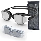 Roujune Polarisiert Schwimmbrille Herren Damen, UV-Schutz, Anti-Nebel, Verstellbarer Gurt, Komfortable Passform, Profi Schwimmbrille für Erwachsene und Jugendliche