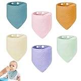 Nokwocy 6 Stück Dreieckstuch Baby,Lätzchen Baby,Musselintücher Baby und Babylätzchen,Weich,Absorbierend,Baby Lätzchen mit 2 Verstell-Druckknöpfen,für Kleinkinder,Unisex,Halstuch Baby
