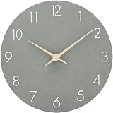 ACCSHINE MDF Holz Wanduhr Ohne TickgeräUsche Lautlos Modern 25cm Quarz Groß Batterie Betriebene Wanduhr Einfach zu Lesen für Zimmer Zuhause KüChe Schlafzimmer BüRo Schule (Grau, 25cm)