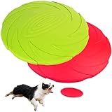 pclapora 2 Stück Hundefrisbee, 18cm Hunde Frisbees, Hundespielzeug Frisbee, Gummi Frisbee, Haustier Fliegenden Untertasse Perfekt für Hundetraining, Werfen, Fangen und Spielen