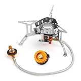Awroutdoor Gas Campingkocher 3500W, Gaskocher Mit Piezozündung Winddicht, Gas Camping Kocher Klein Tragbar Faltbar, Gasbrenner, Camping Gas Stove Mit Adapter Für Outdoor Picknick Trekking Wandern