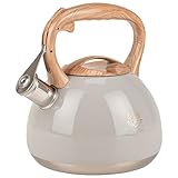 KARL HAUSMANN Wasserkessel Induktion - 3L - Cremig Teekessel mit Automatischer Pfiff - Edelstahl Wasserkocher für Induktionsherd, Gasherd und Elektroherd - Pfeifkessel - Teekanne - Flötenkessel