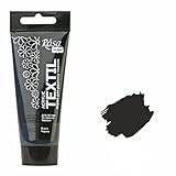 Krevo Art Stoffmalfarben Stofffarben Waschfest Textilfarbe schwarz Acrylfarbe auf Wasserbasis | 60ml Tube | Textilfarbe waschmaschinenfest zum Fixieren | Deckend für helle und dunkle Stoffe