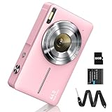 Digitalkamera Fotokamera FHD 1080P 44MP Fotoapparat mit 32G Karte 16X Digitalzoom Digital Kamera mit Batterie Tragbare Einfache Digitalkamera für Kinder Student Teenager Anfänger Senioren (Rosa)