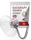 LouMaxx Saugnapf Haken Ø 20 mm - 20er Set transparente Saugnäpfe für Fenster, Bad und Küche - zuverlässiger Halt auf Glas und glatten Oberflächen