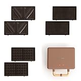 CREATE/STONE STUDIO/Doppelter Sandwichmaker und Grill in Mokka / 3 austauschbare Platten: Grill, Waffel und Sandwich, Antihaftbeschichtung, 100º Öffnung, 2 Scheiben, Retro-Stil, 800W