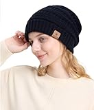 CAOZITOU Mütze Damen Winter, Beanie Wintermütze Thermo Warm Fleece, Weiche Strickmütze für Outdoorsport (Schwarz)