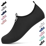 BARFULKER Badeschuhe Damen Herren Wasserschuhe Neoprenschuhe Strandschuhe Aquaschuhe Surfschuhe Schwimmschuhe Wassersportschuhe Barfuß Schuhe Leicht Hausschuhe. Schwarz,41 EU