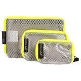 Tasmanian Tiger TT Mesh Pouch Set VL Rucksack Organizer Mesh Zusatz-Taschen Set in 3 Größen mit Klett-Rückseite (Safety Yellow)