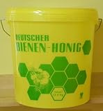 4X 12,5kg Honigeimer gelb m.Deckel mit Aufdruck 6,60€/St Höhe 26 cm, Ø Oben 25, unten 22 cm Imker Bienen Eimer