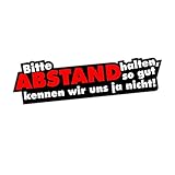 easydruck24de 1 Sticker Bitte Abstand halten I kfz_112 I 16 x 4,5 cm groß I Auto-Aufkleber Wohnwagen Mofa Roller mit Spruch lustig wetterfest