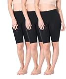 3er Pack Radlerhose Damen Nahtlos Anti Scheuern Unterhose (3X Schwarz Lang, S-M)