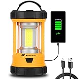 Camping Laterne, 3200LM helle Camping Lichter, 4600mAh Power Bank & wiederaufladbare LED Laterne, Dimmable Searchlight mit 5 Licht Modi Taschenlampe, Notfallleuchte für Stromausfälle/Hurrikan (Orange)