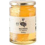 BIO Akazienhonig mit Wabenstück, 500g feinster Honig mit Honigwabe, ursprünglicher & natürlicher Honiggenuss direkt aus dem Bienenstock