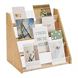 UNICRAFTALE 4-Stöckiger Präsentationsständer Für Grußkarten, Vitrine, Bambus, Acryl, Postkartenständer, Tragbarer, Theke, Einzelhandels, Tischplatte