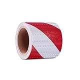 XFXIA Reflektierendes Klebeband Rot & Weiß 10 cm x 10 m wasserdicht reflektierendes Klebeband selbstklebendes Warnband Sicherheitsband prägnantes Warnband für Fahrzeuge Autos Anhänger Outdoor