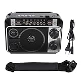 Vvikizy Tragbares FM AM SW -Radio BT -Lautsprecher Vintage Retro Radio mit USB- oder SD -Wiedergabe und Teleskopantenne für Heimreisen Im Freien Im Freien (EU -Stecker)