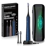 Tristan Auron Schallzahnbürste – Kompakte Schallzahnbürste mit UV-Box & 2 Bürstenköpfen – leise & wasserfest – für Reisen, Büro oder zuhause (Blau)