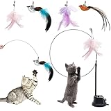 CALIYO Katzenspielzeug, Interaktive Katzen Spielzeug, interaktives katzenspielzeug mit Anhänger lustigen Vögeln und Federn, intelligenzspielzeug für Katzen, Cat Toys, Mit starkem Saugnapf.