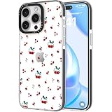 LOLAGIGI Schutzhülle für iPhone 16 Plus, süßes rotes Kirschblume, Kawaii-Design, ästhetisches Cartoon-Muster für Damen, Mädchen, Teenager, transparent, weich, TPU, 17 cm (6,7 Zoll)