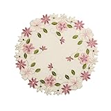 2stück Blume bestickte Tischsets, süße rosa Blumen Tischsets, Vasenauflagen für den Heimgebrauch Küche und Esszimmer Hochzeit Party Dekoration,Durchmesser 30cm (rosa Blume, rund)