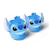 Disney Hausschuhe Damen Stitch 3D, Eeyore 3D und Baby Yoda 3D Plüsch Warme Flauschige Slippers Lustig (Blau Stitch, numeric_38)