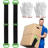 BIZOI 2 Stück Tragegurte Umzug, Transportgurt mit 2 Schutzhandschuhe, Schwerlast Umzug Hebegurt Tragegurt, Umzug Verstellbare Hebegurte für Carrying Furniture, Bewegen von Boxen, Möbel, Matratzen